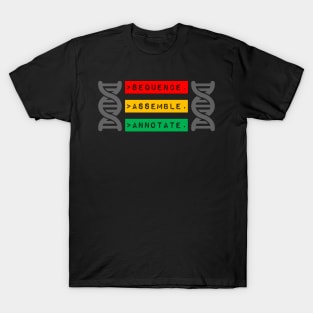 Bioinformatics Genome Sequence Assemble Annotate Traffic Light Labels T-Shirt